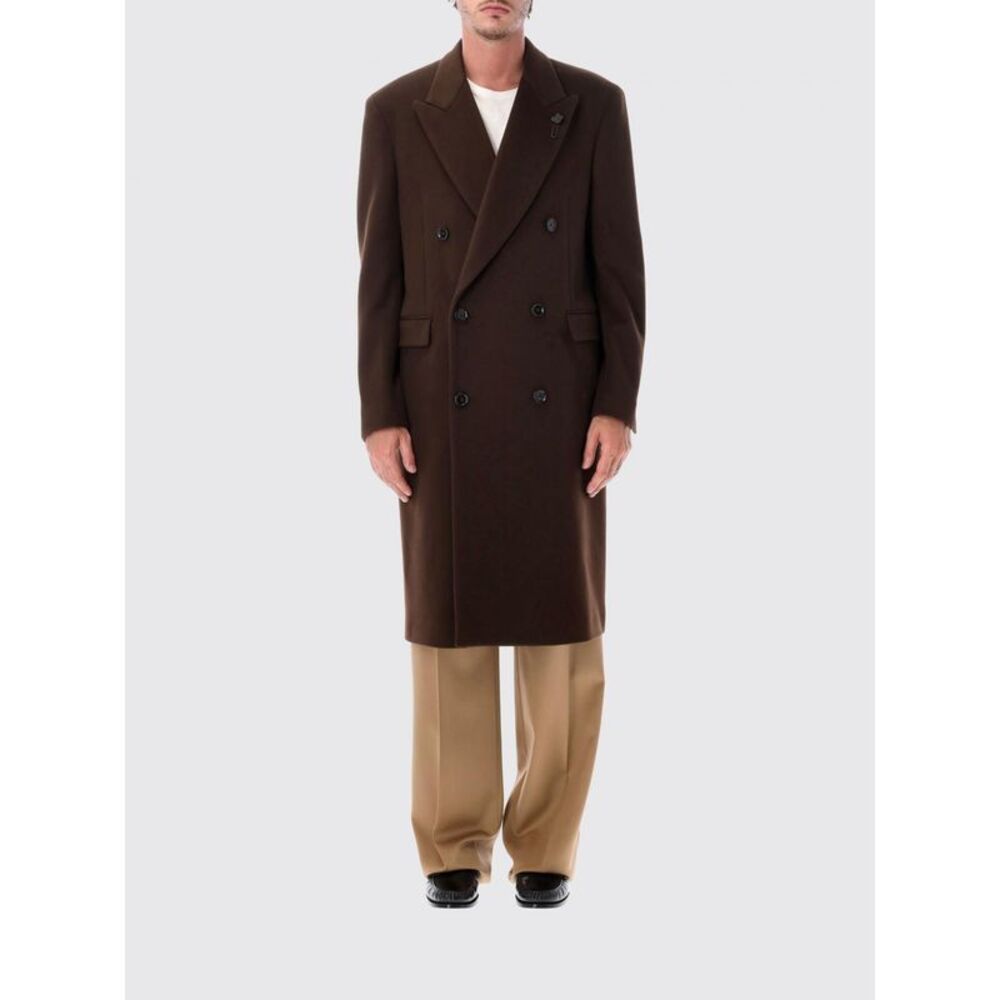 Lardini Men Lardini Ghost Double-Breasted Virgin Wool Coat With Classic Collar